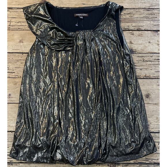 Adrienne Vittadini Metallic Gold Sleeveless Formal/ Party Or Club Wear Top - Picture 1 of 6